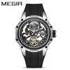 Men's Casual Sports Watch With Mechanical Movement Waterproof Luminous Feature Silicone Strap Stainless Steel Case And Mineral Reinforced Glass Mirror