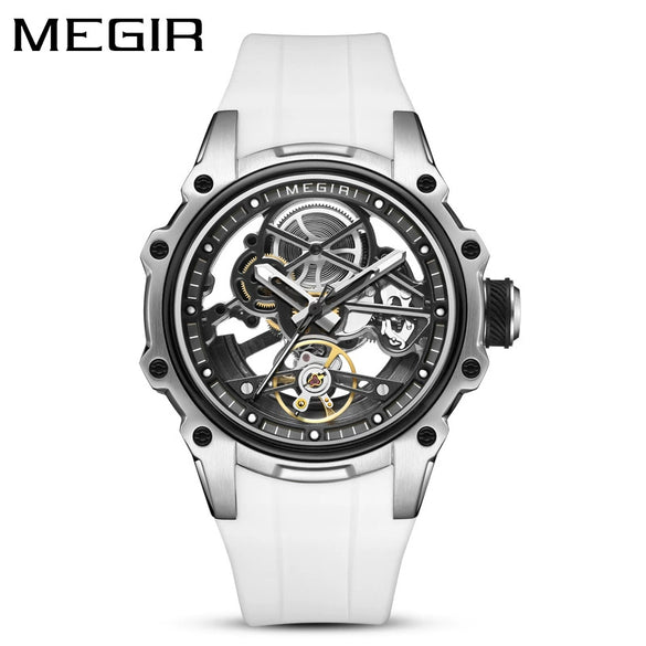 Men's Casual Sports Watch With Mechanical Movement Waterproof Luminous Feature Silicone Strap Stainless Steel Case And Mineral Reinforced Glass Mirror