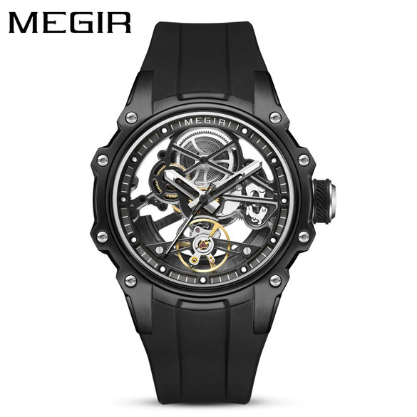 Men's Casual Sports Watch With Mechanical Movement Waterproof Luminous Feature Silicone Strap Stainless Steel Case And Mineral Reinforced Glass Mirror
