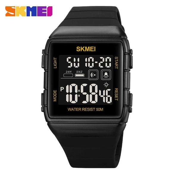 Men's Casual Sports Waterproof Electronic Watch Silicone Resin Abs Rectangle Geometric