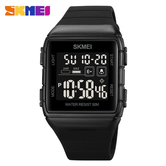 Men's Casual Sports Waterproof Electronic Watch Silicone Resin Abs Rectangle Geometric