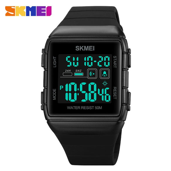 Men's Casual Sports Waterproof Electronic Watch Silicone Resin Abs Rectangle Geometric