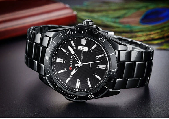 Men's Casual Stainless Steel Band Round Dial Watch