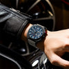 Men's Casual Stainless Steel Quartz Watch With Genuine Leather Strap And Round Dial