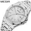 Men's Classic Business Alloy Case Stainless Steel Band Round Dial Waterproof Luminous Calendar Watch