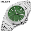 Men's Classic Business Alloy Case Stainless Steel Band Round Dial Waterproof Luminous Calendar Watch