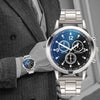 Men's Colorful Blue Light Glass Quartz Watch With Three Eye Design And Stainless Steel Band