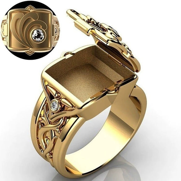 Men's Copper Box Flip Ring Hiphop Punk Style