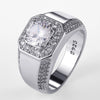 Men's Copper Silver Plated Ring With Geometric Pattern And Simulation Zircon