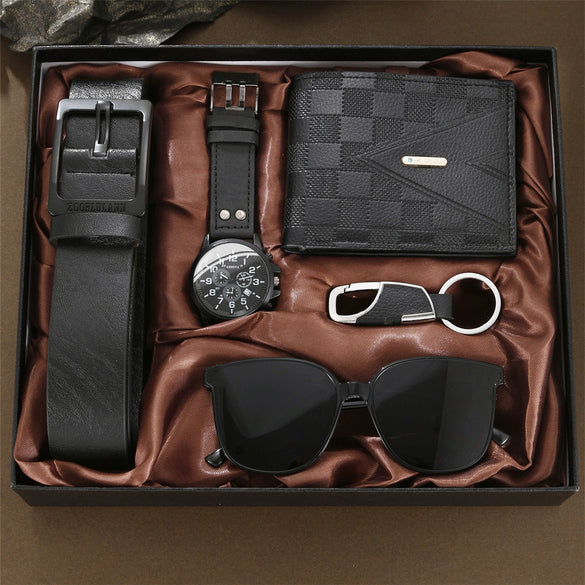 Men's Creative Fake Threeeye Leather Quartz Watch Alloy Case And Strap Round Dial