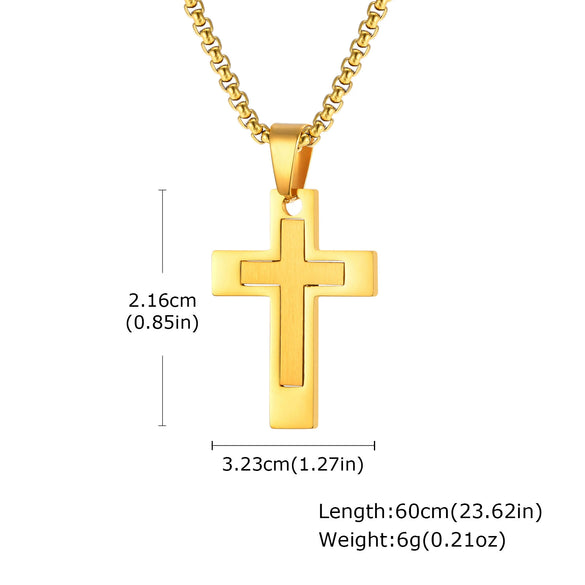 Men's Cross Pendant Necklace Stainless Steel Geometric Fashion Polish