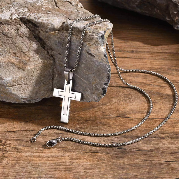 Men's Cross Pendant Necklace Stainless Steel Geometric Fashion Polish