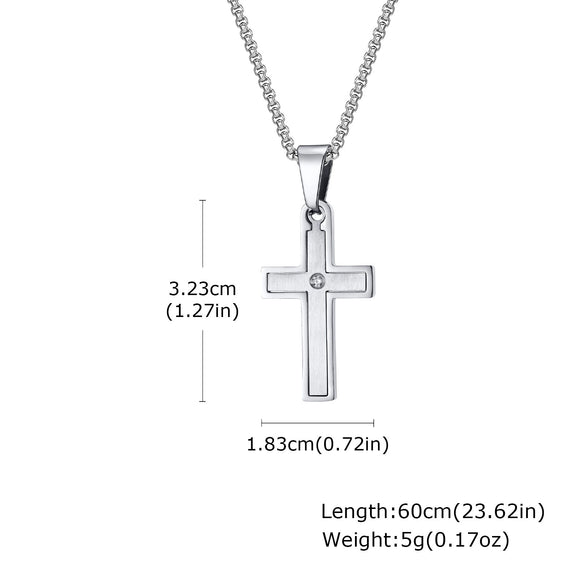 Men's Cross Pendant Necklace Stainless Steel Geometric Fashion Polish