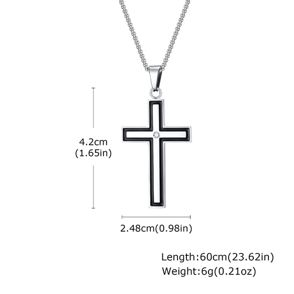Men's Cross Pendant Necklace Stainless Steel Geometric Fashion Polish