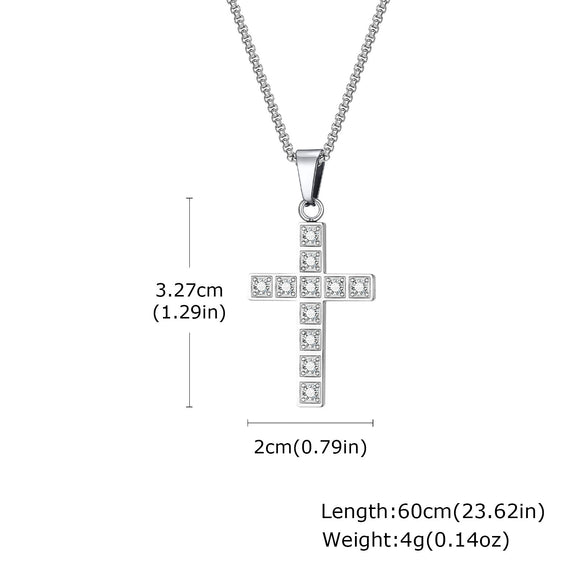 Men's Cross Pendant Necklace Stainless Steel Geometric Fashion Polish