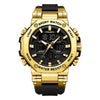 Men's Dual Display Electronic Watch Waterproof Luminous Chronograph Alarm Clock Sports Watch Round Dial Silicone Strap Alloy Case Mineral Glass Mirror