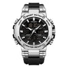 Men's Dual Display Electronic Watch Waterproof Luminous Chronograph Alarm Clock Sports Watch Round Dial Silicone Strap Alloy Case Mineral Glass Mirror