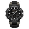 Men's Dual Display Electronic Watch Waterproof Luminous Chronograph Alarm Clock Sports Watch Round Dial Silicone Strap Alloy Case Mineral Glass Mirror