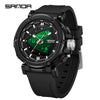 Men's Electronic Quartz Sports Waterproof Alarm Clock Watch Round Dial Alloy Case Silicone Strap Simple Style