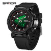 Men's Electronic Quartz Sports Waterproof Alarm Clock Watch Round Dial Alloy Case Silicone Strap Simple Style