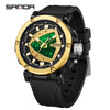 Men's Electronic Quartz Sports Waterproof Alarm Clock Watch Round Dial Alloy Case Silicone Strap Simple Style