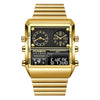 Men's Electronic Quartz Watch Alloy Case Stainless Steel Strap Square Dial Multifunctional Sports Waterproof