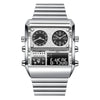 Men's Electronic Quartz Watch Alloy Case Stainless Steel Strap Square Dial Multifunctional Sports Waterproof