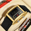 Men's Electronic Quartz Watch Square Alloy Alloy Case Silicone Strap Light Luxury Style Waterproof Multifunctional Dual Display