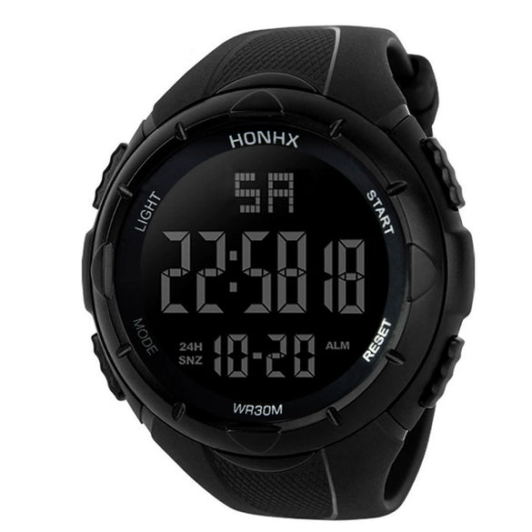 Men's Electronic Watch Digital Display Round Dial Plexiglass Mirror Pu Strap Resin Case Geometric Style Sports Watch Luminous Multifunctional Waterproof