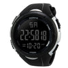 Men's Electronic Watch Digital Display Round Dial Plexiglass Mirror Pu Strap Resin Case Geometric Style Sports Watch Luminous Multifunctional Waterproof