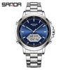 Men's Electronic Watch Waterproof Multifunction Simple Style Zinc Alloy Case Steel Belt Round Dial