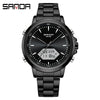 Men's Electronic Watch Waterproof Multifunction Simple Style Zinc Alloy Case Steel Belt Round Dial