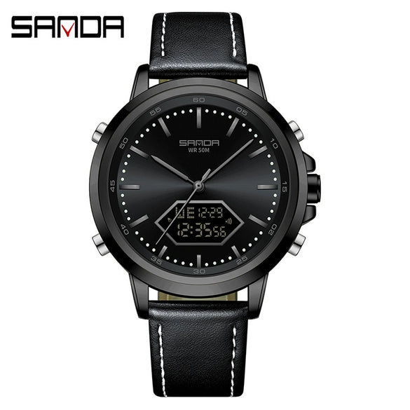 Men's Electronic Watch Waterproof Multifunction Simple Style Zinc Alloy Case Steel Belt Round Dial