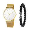 Men's Fashion Alloy Beaded Bracelet With Round Dial