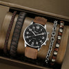 Men's Fashion Alloy Case Imitation Leather Belt Pointer Round Dial Watch With Stainless Steel Clasp