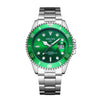 Men's Fashion Automatic Movement Watch With Rotating Outer Ring Stainless Steel Strap Round Dial Waterproof