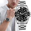 Men's Fashion Automatic Movement Watch With Rotating Outer Ring Stainless Steel Strap Round Dial Waterproof