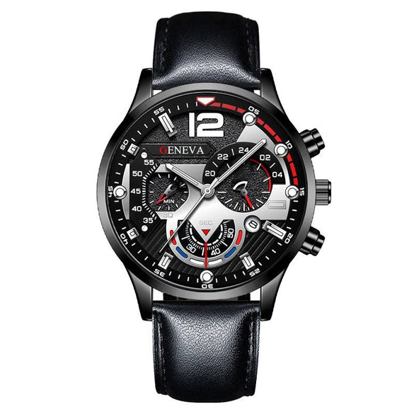 Men's Fashion Belt Watch Metal Round Dial