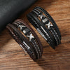 Men's Fashion Braided Leather Bracelet With Alloy Magnetic Buckle And Letter Pattern
