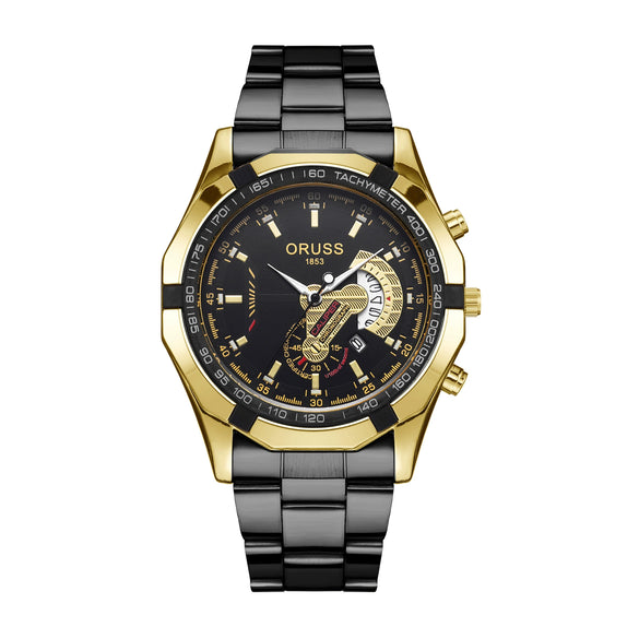 Men's Fashion Business Alloy And Stainless Steel Automatic Non Mechanical Round Dial Luminous Waterproof Watch