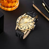 Men's Fashion Business Quartz Watch Metal Case Imitation Leather Strap Titanium Buckle Round Dial