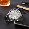 Men's Fashion Business Quartz Watch Metal Case Imitation Leather Strap Titanium Buckle Round Dial