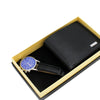 Men's Fashion Business Watch And Short Wallet Set Pu Strap Alloy Case Stainless Steel Clasp Round Dial