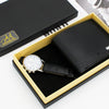 Men's Fashion Business Watch And Short Wallet Set Pu Strap Alloy Case Stainless Steel Clasp Round Dial