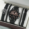 Men's Fashion Casual Alloy And Imitation Leather Quartz Watch With Round Dial And Stainless Steel Clasp