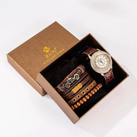 Men's Fashion Casual Alloy And Imitation Leather Quartz Watch With Round Dial And Stainless Steel Clasp
