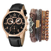 Men's Fashion Casual Alloy And Imitation Leather Quartz Watch With Round Dial And Stainless Steel Clasp