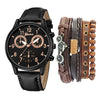 Men's Fashion Casual Alloy And Imitation Leather Quartz Watch With Round Dial And Stainless Steel Clasp