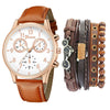 Men's Fashion Casual Alloy And Imitation Leather Quartz Watch With Round Dial And Stainless Steel Clasp