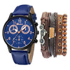 Men's Fashion Casual Alloy And Imitation Leather Quartz Watch With Round Dial And Stainless Steel Clasp
